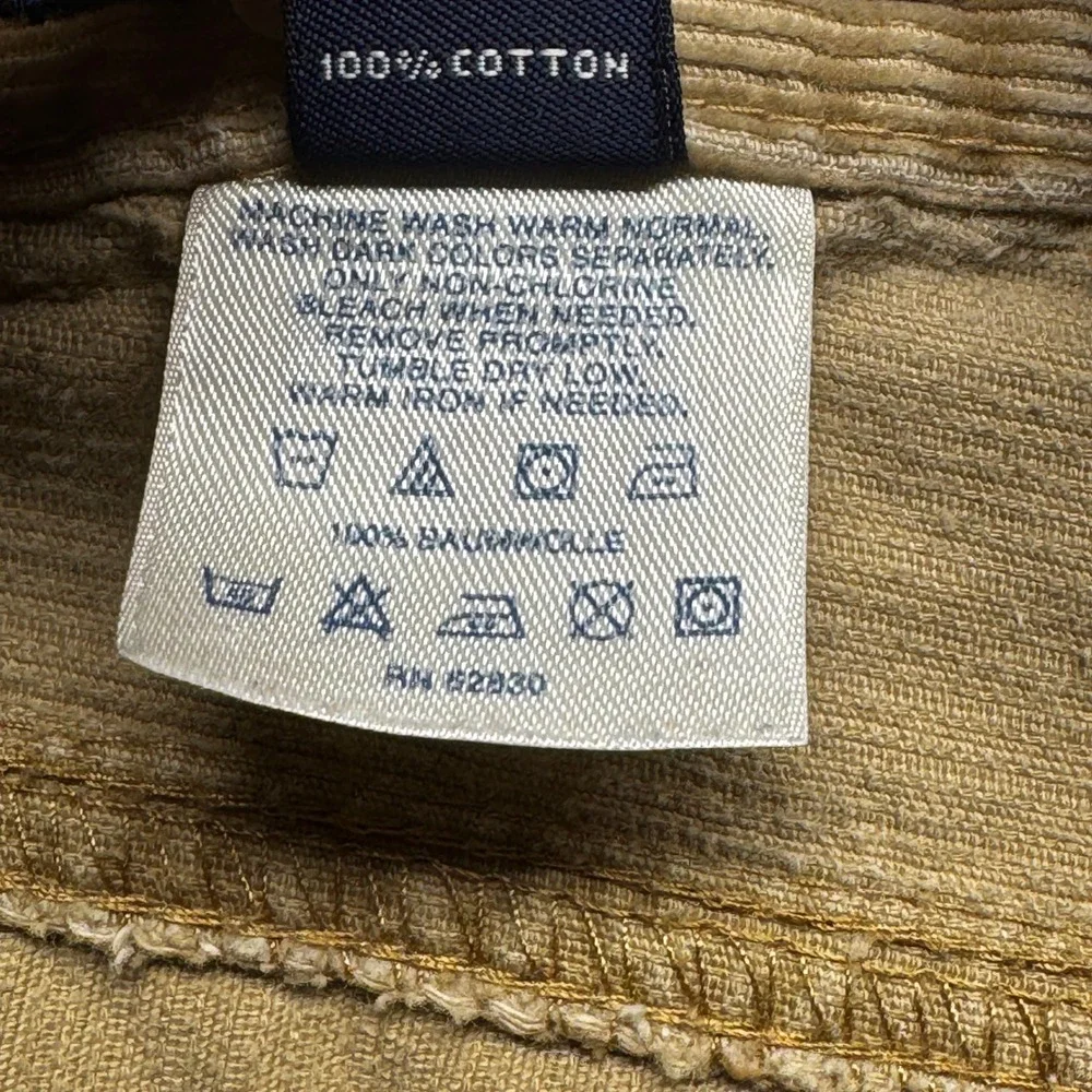 Lands' End Square Rigger Mens Corduroy Pants Tan Straight Leg Size 35x29